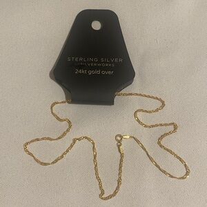 18" BELK Silverworks Sterling Silver w 24kt Gold Over Chain Necklace